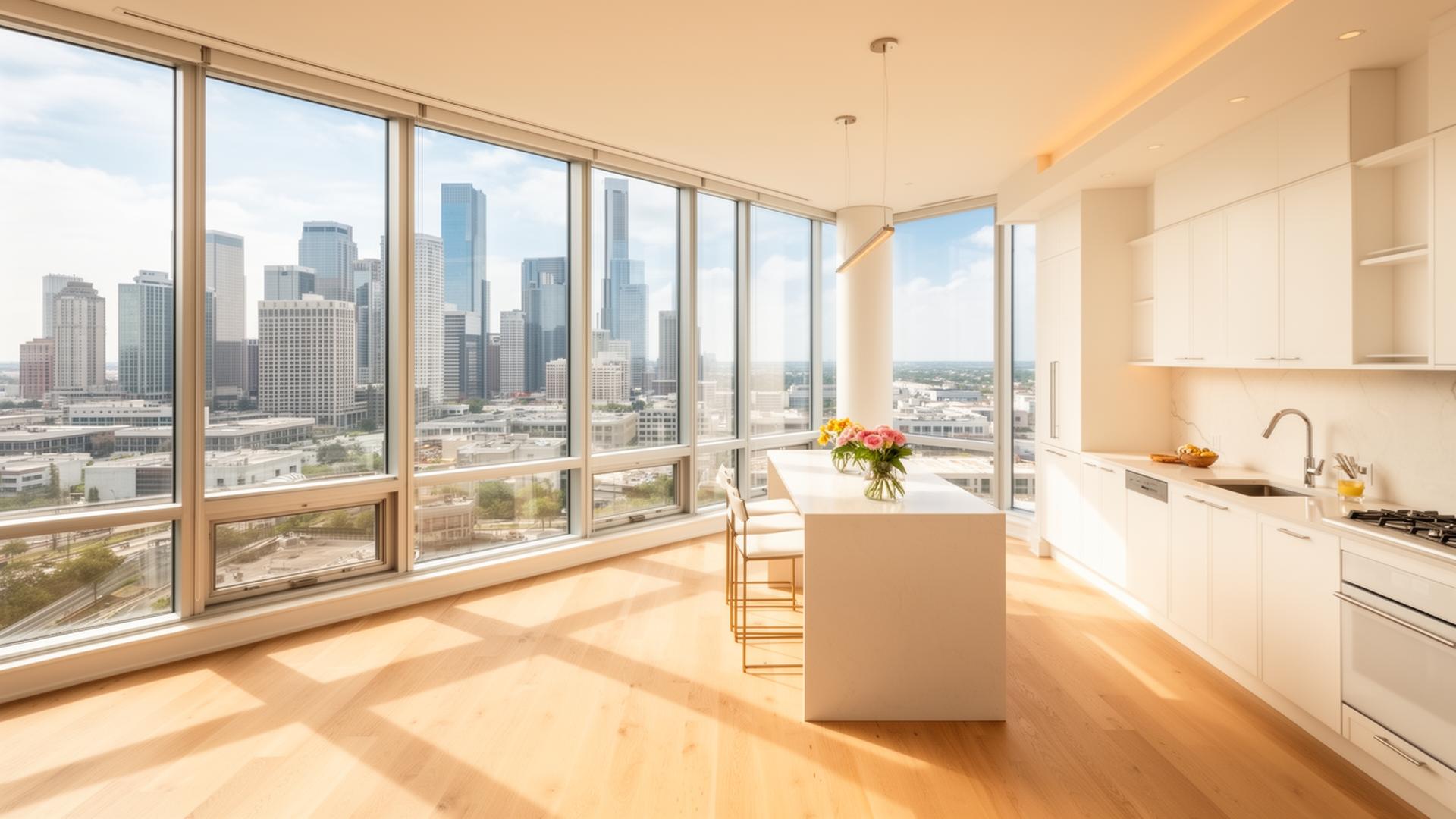 Upscale Houston property interior with natural light and elegant finishes